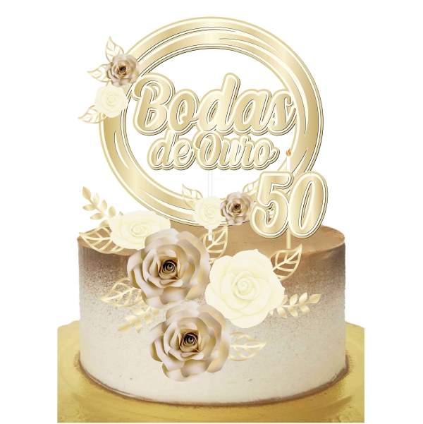 Arquivo digital Topo de bolo - Bodas de ouro (camadas)