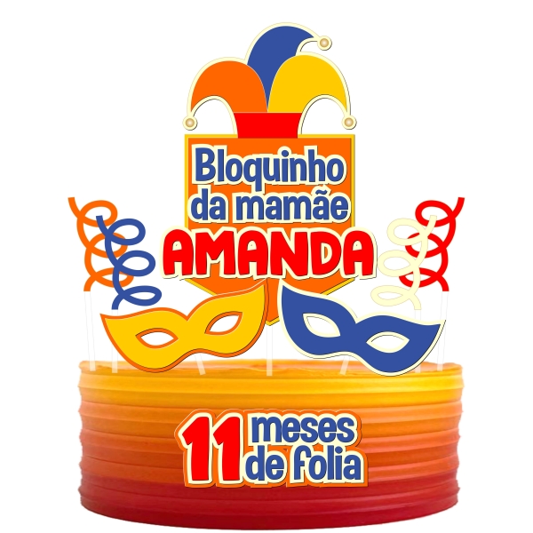 Arquivo digital Topo de bolo - Carnaval (3 modelos) - Imagem 5