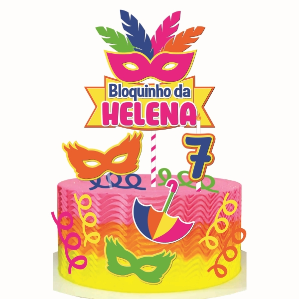 Arquivo digital Topo de bolo - Carnaval (3 modelos)