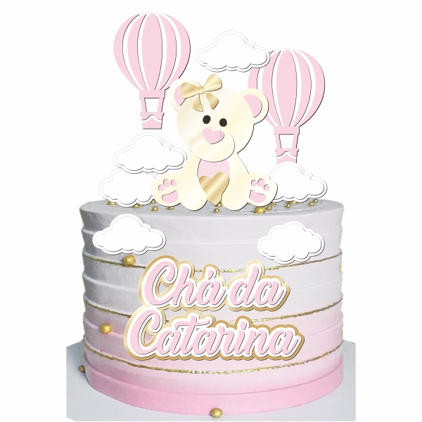 Arquivo digital Topo de bolo - Chá de bebê menina (camadas)