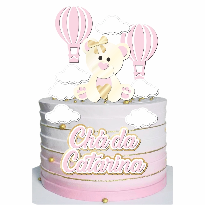 Arquivo digital Topo de bolo - Chá de bebê menina (camadas)