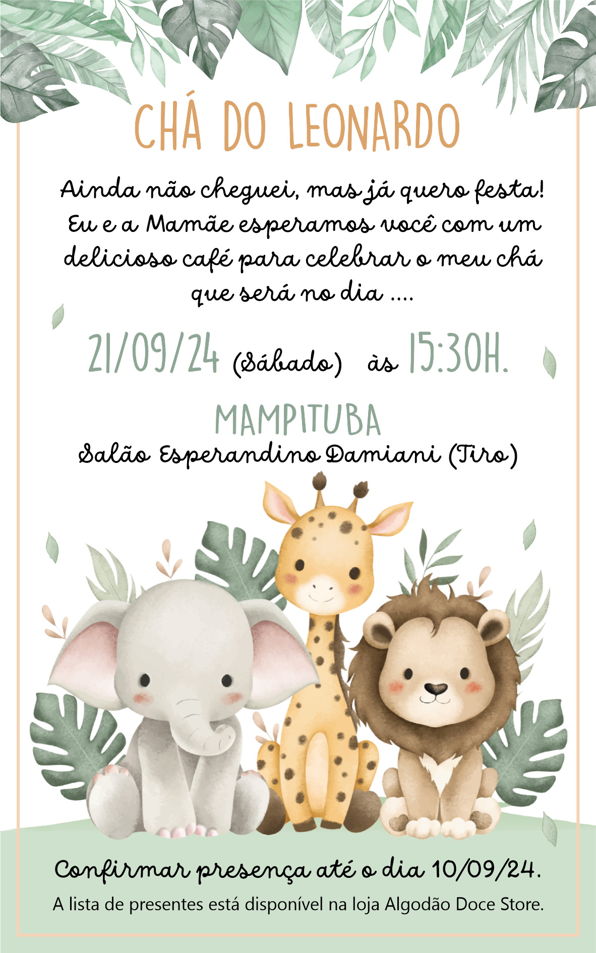 Convite digital - Chá de bebê Safari - Imagem 2