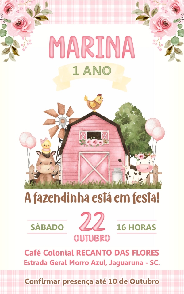 Convite digital - Fazendinha menina - Imagem 2