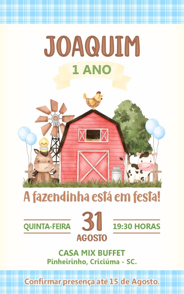 Convite digital - Fazendinha menino - Imagem 2