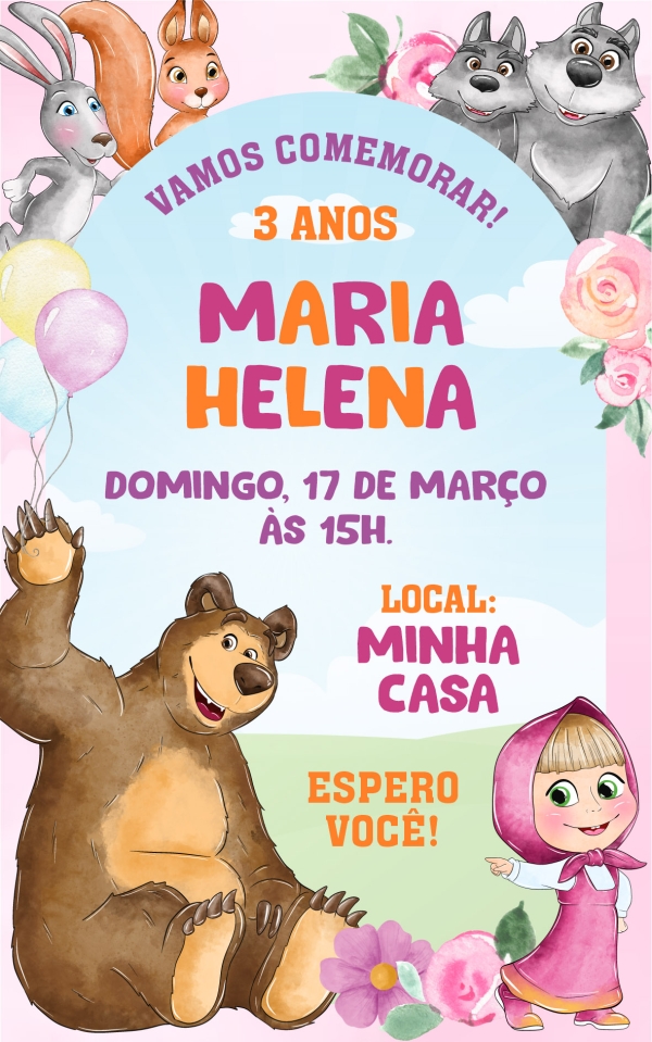Convite digital - Masha e Urso - Imagem 2