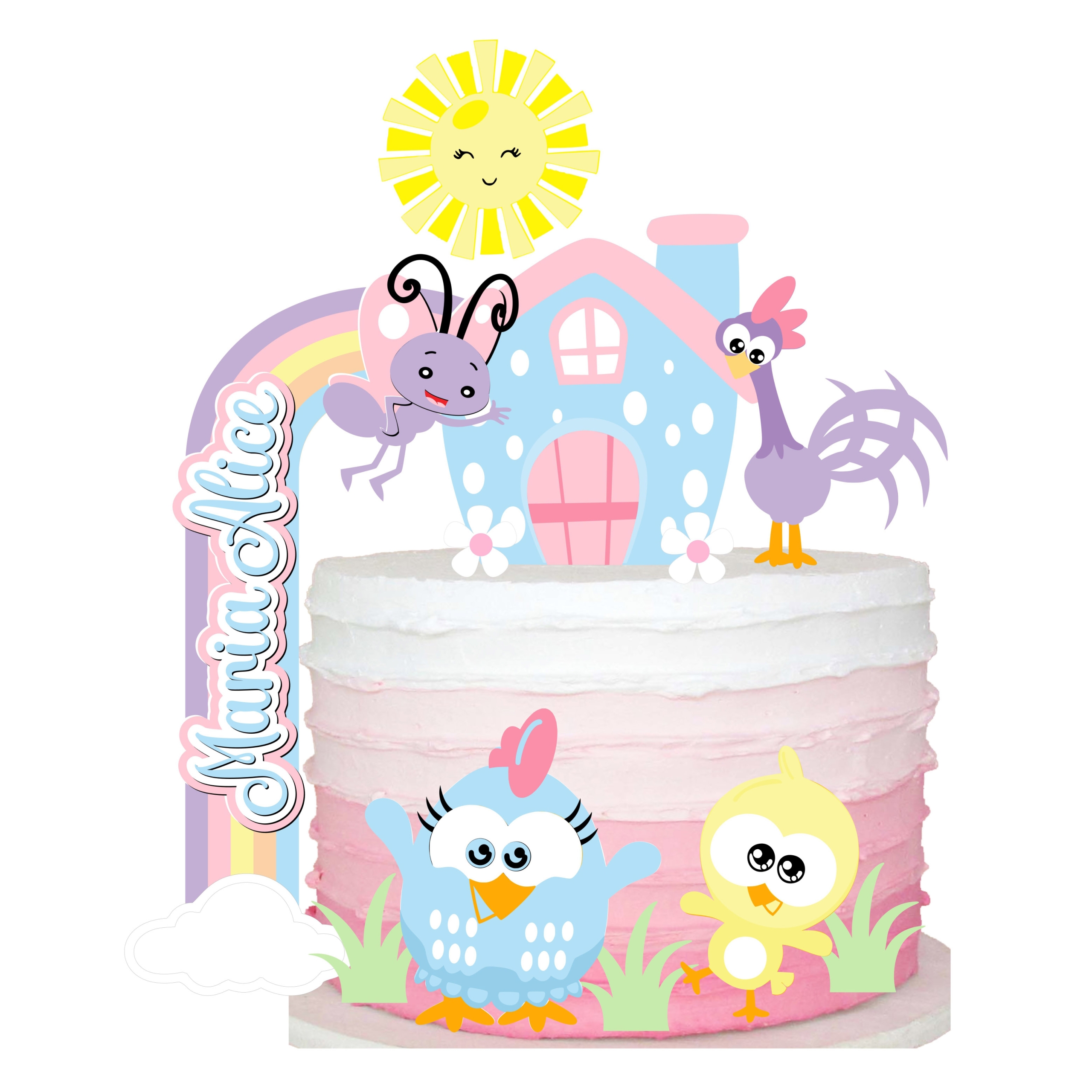 Arquivo digital Topo de bolo - Galinha pintadinha (camadas)