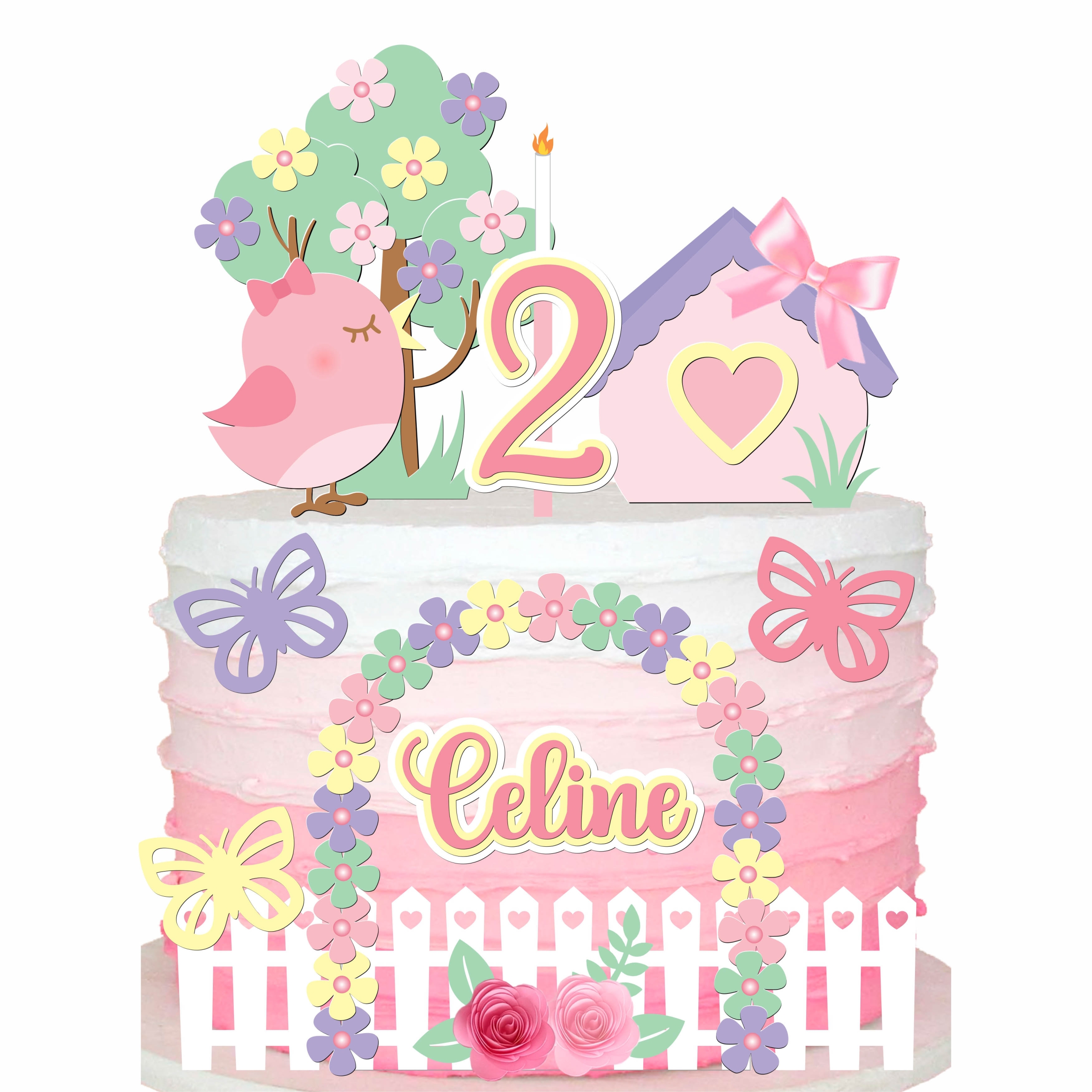 Arquivo digital Topo de bolo - Jardim (2 modelos, camada) - Imagem 2