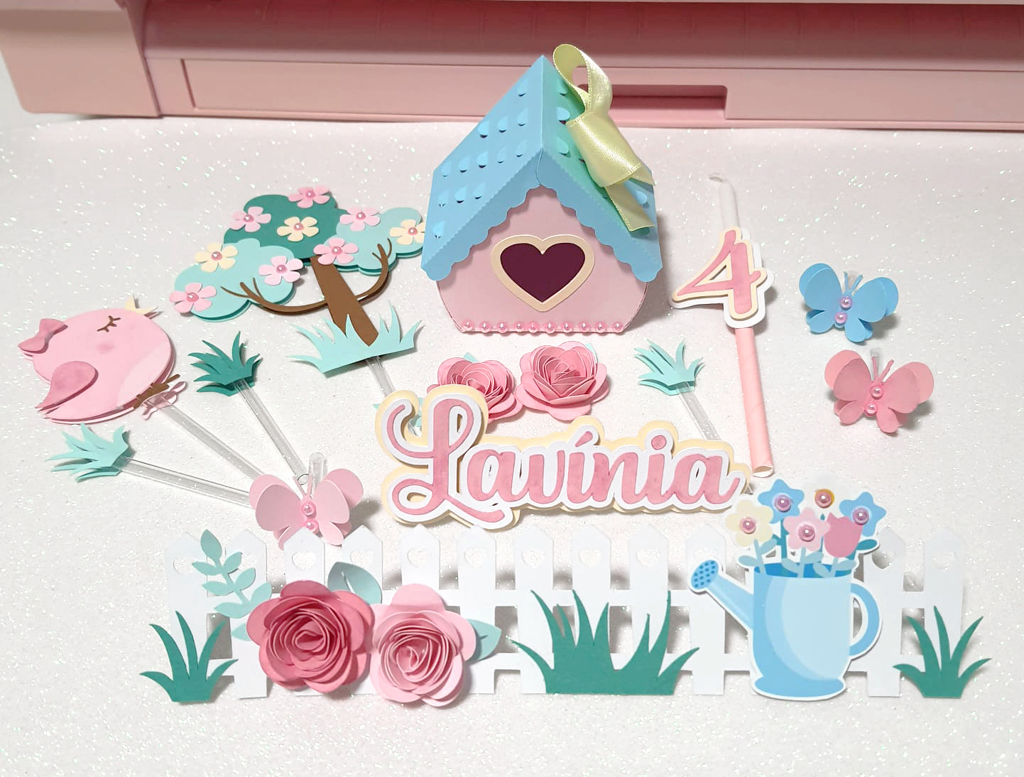 Arquivo digital Topo de bolo - Jardim (2 modelos, camada) - Imagem 5