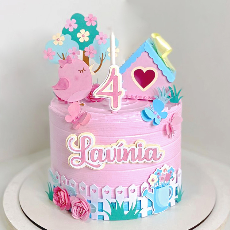 Arquivo digital Topo de bolo - Jardim (2 modelos, camada) - Imagem 3