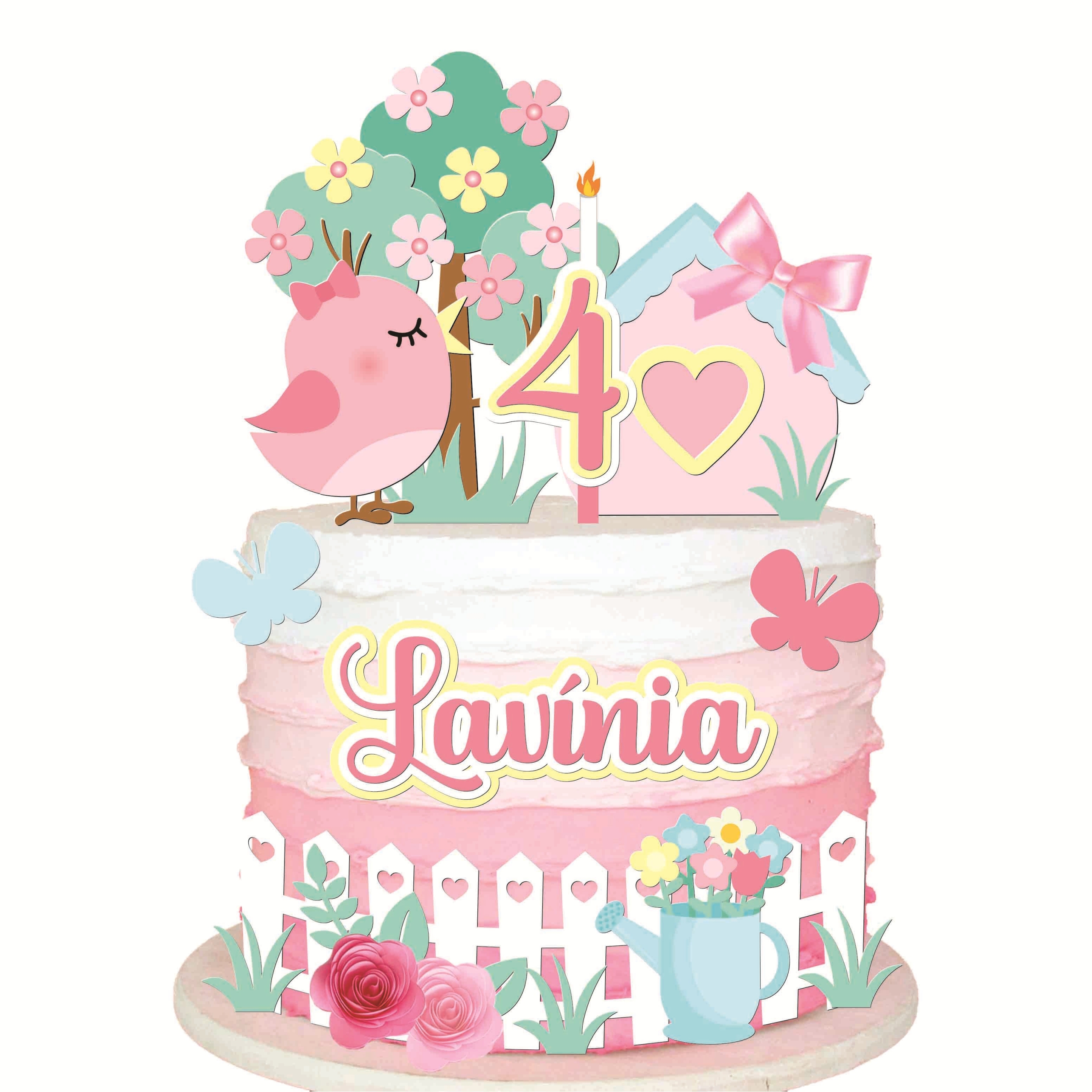 Arquivo digital Topo de bolo - Jardim (2 modelos, camada) - Imagem 4