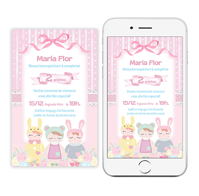Convite digital - Boneca Metoo